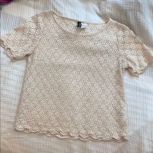 Divided Blush Pink Lace Semi-Cropped Top Size 4